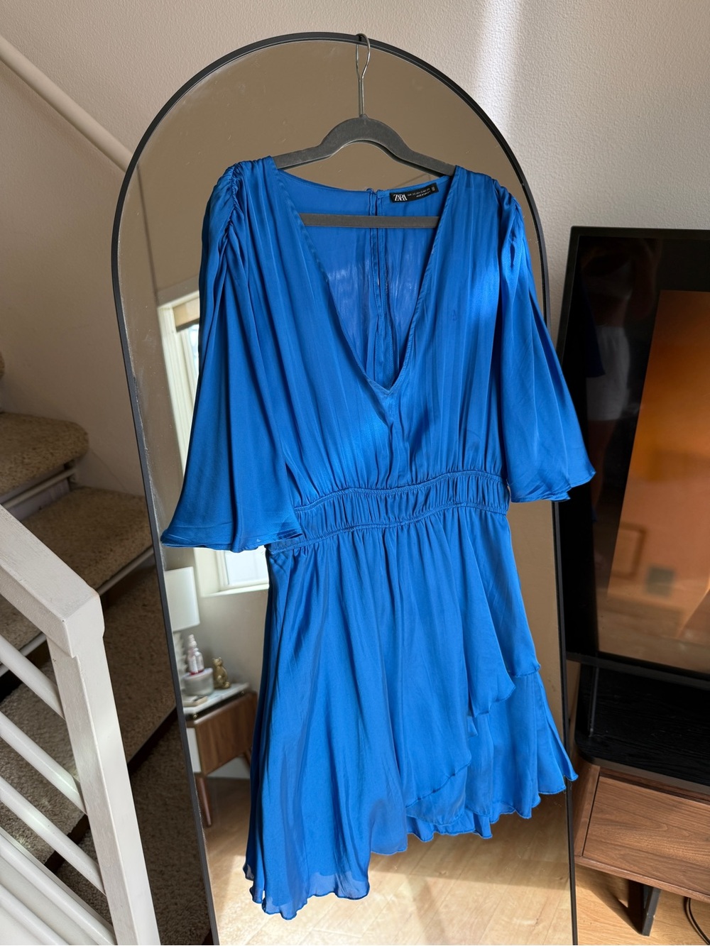 Zara Blue V-Neck Mini Dress